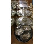 A good collection of silver plated entrée dishes.
