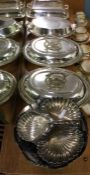 A good collection of silver plated entrée dishes.