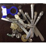 Old silver mounted knives, watch movements etc.