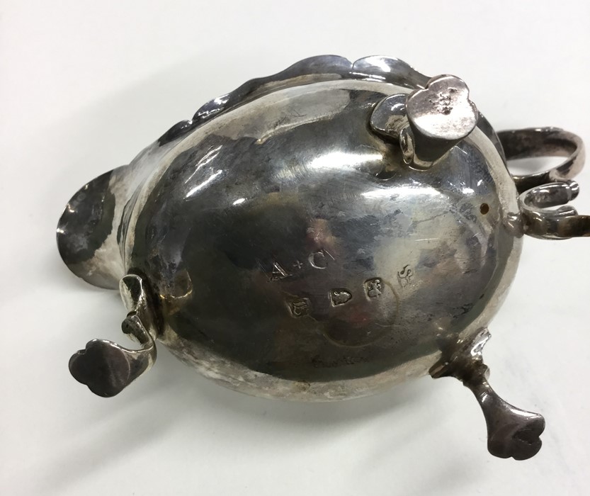 A Georgian miniature silver sauce boat with card c - Image 2 of 2