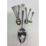 A Georgian bottom marked silver tablespoon togethe