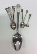 A Georgian bottom marked silver tablespoon togethe