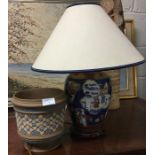 An Imari lamp together with a Royal Doulton plante