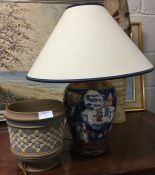 An Imari lamp together with a Royal Doulton plante