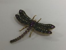 An unusual rose diamond and amethyst brooch in the