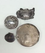 A bag containing silver lids, compacts etc. Approx