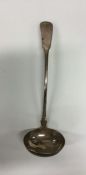 A heavy Scottish silver fiddle pattern soup ladle