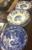 A collection of blue and white china.