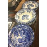 A collection of blue and white china.