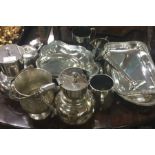 A large collection of plated ware.