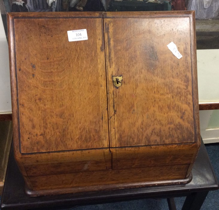 An old oak fitted stationery box.