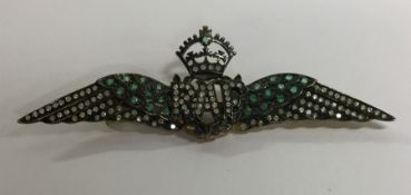 A rose diamond RAF brooch decorated with a crown.