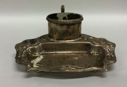 A good silver inkstand attractively decorated with