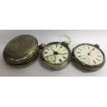 A gent's silver open face pocket watch together wi