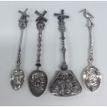 A collection of four Continental silver souvenir t