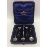 An unusual boxed set of five Continental silver cr