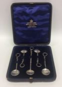 An unusual boxed set of five Continental silver cr