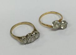 Two gold gem set rings. Approx. 5 grams. Est. £30