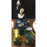 Two Royal Doulton figures together with two novelt
