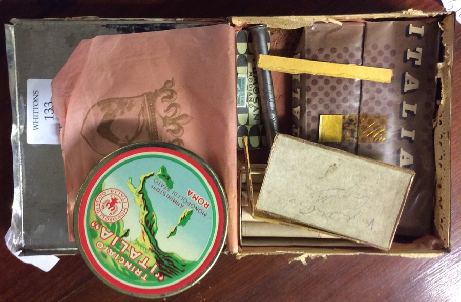 A box containing old cigarettes.