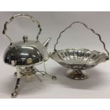 A silver plated circular cake basket together with