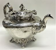 EDINBURGH: A large Victorian bright cut silver tea