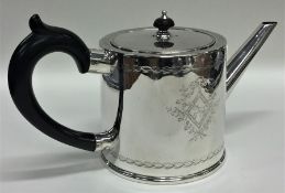 A rare Georgian drum silver teapot attractively de