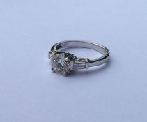An important diamond single stone ring in 18 carat