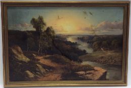 C E WILSON: A framed oil on canvas depicting an ex