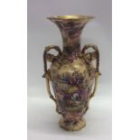 A rare English ironstone vase with flaring neck an