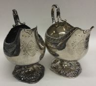 A rare pair of Georgian sauce boats with fluted bo