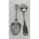 EXETER: A pair of silver fiddle pattern serving sp