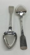 EXETER: A pair of silver fiddle pattern serving sp