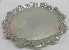 A Good George II silver salver with shell border a