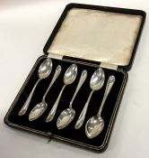 A boxed set of six silver coffee spoons. Birmingha