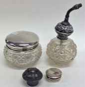 A bag containing silver hobnail cut jars together