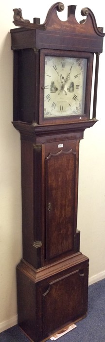 An oak cased Grandfather clock with painted dial d - Image 2 of 3