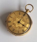 A lady's 18 carat fob watch attractively decorated