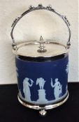 An attractive Wedgwood biscuit barrel with plated