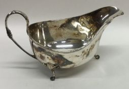 A silver sauce boat with reeded rim. Sheffield. Ap