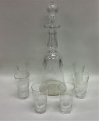 An attractive etched decanter with removable stopp