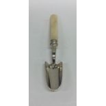 An unusual large silver stilton scoop with taperin