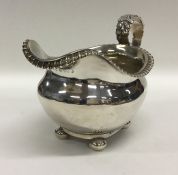 A good heavy silver Georgian cream jug with gadroo