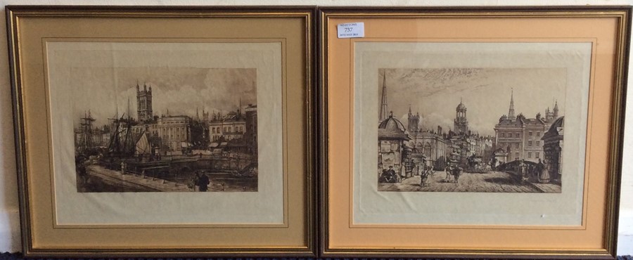 A pair of framed and glazed pen and ink sketches d