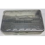 A Russian silver hinged top snuff box engraved wit