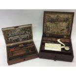 Two mahogany cased artist paintboxes with fitted i