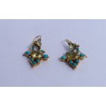 An unusual pair of turquoise and tourmaline drop e
