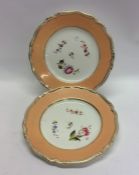 A pair of Spode porcelain plates painted with scat