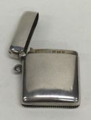 A silver rectangular hinged top vesta case. Birming