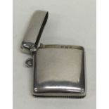 A silver rectangular hinged top vesta case. Birming